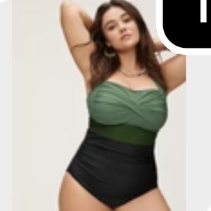 NWT Bloomchic Contrast Twist Front Skinny One Piece Swimsuit